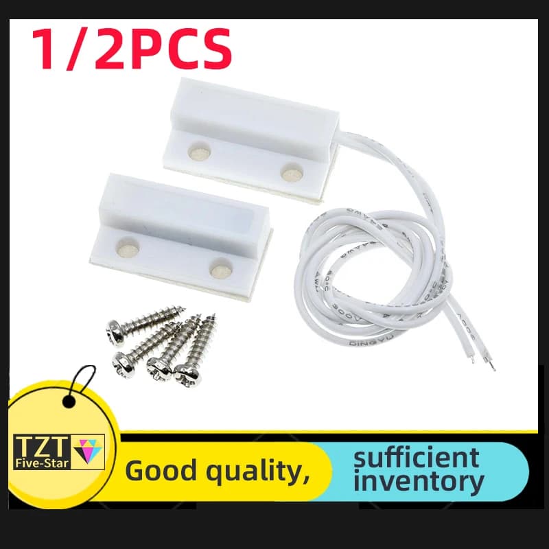 GREATZT 1/2 Pezzi Sensore Magnetico Cablato per Porte e Finestre MC-38 MC38 con Cavo da 30mm, Lunghezza Casuale, per Sistema di Allarme Domestico Arduino