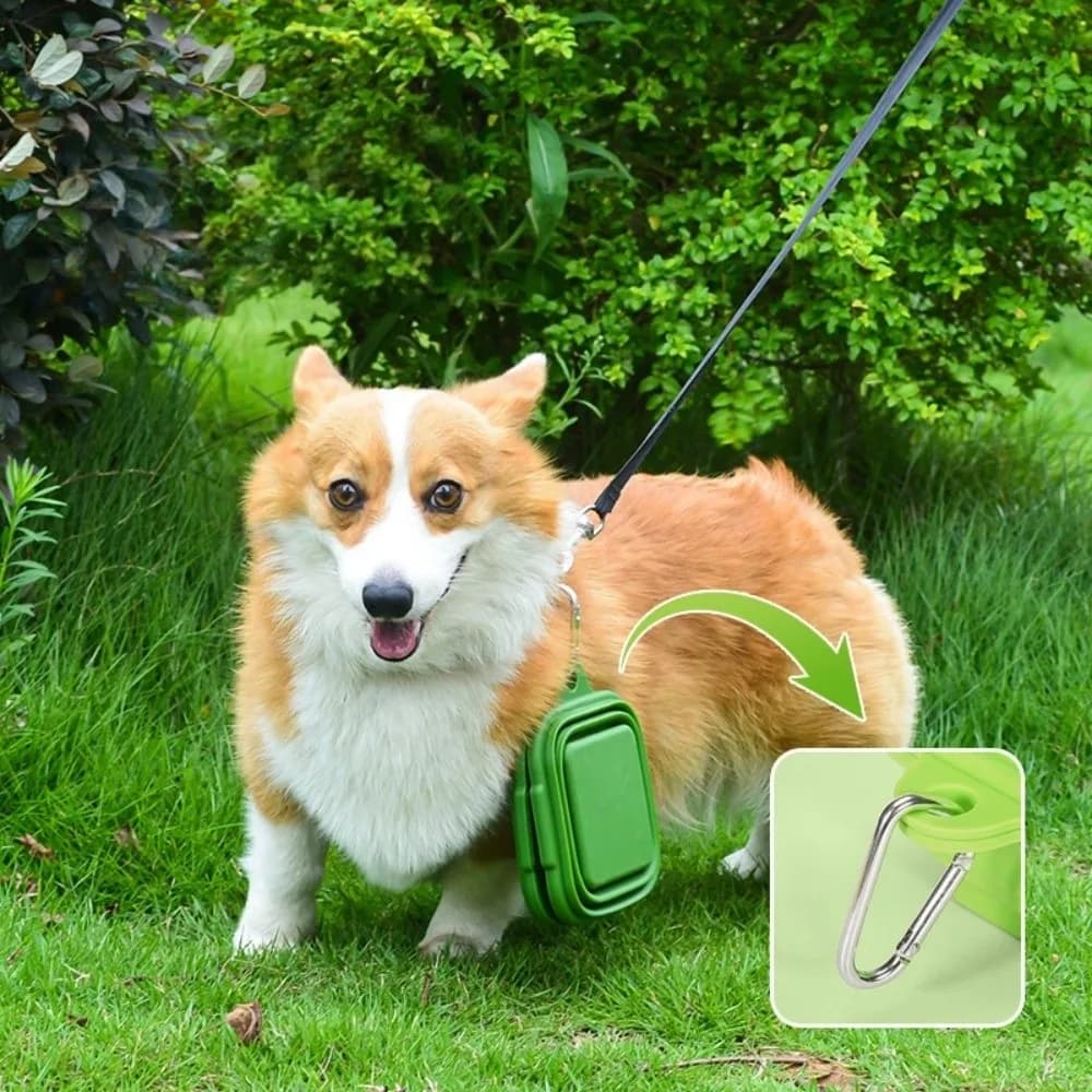 Portable Dog Feeding Double Bowl Food Grade Silicone Hanging Foldable Dog Dish Square Multipurpose Pet Food Water Feeding Tray