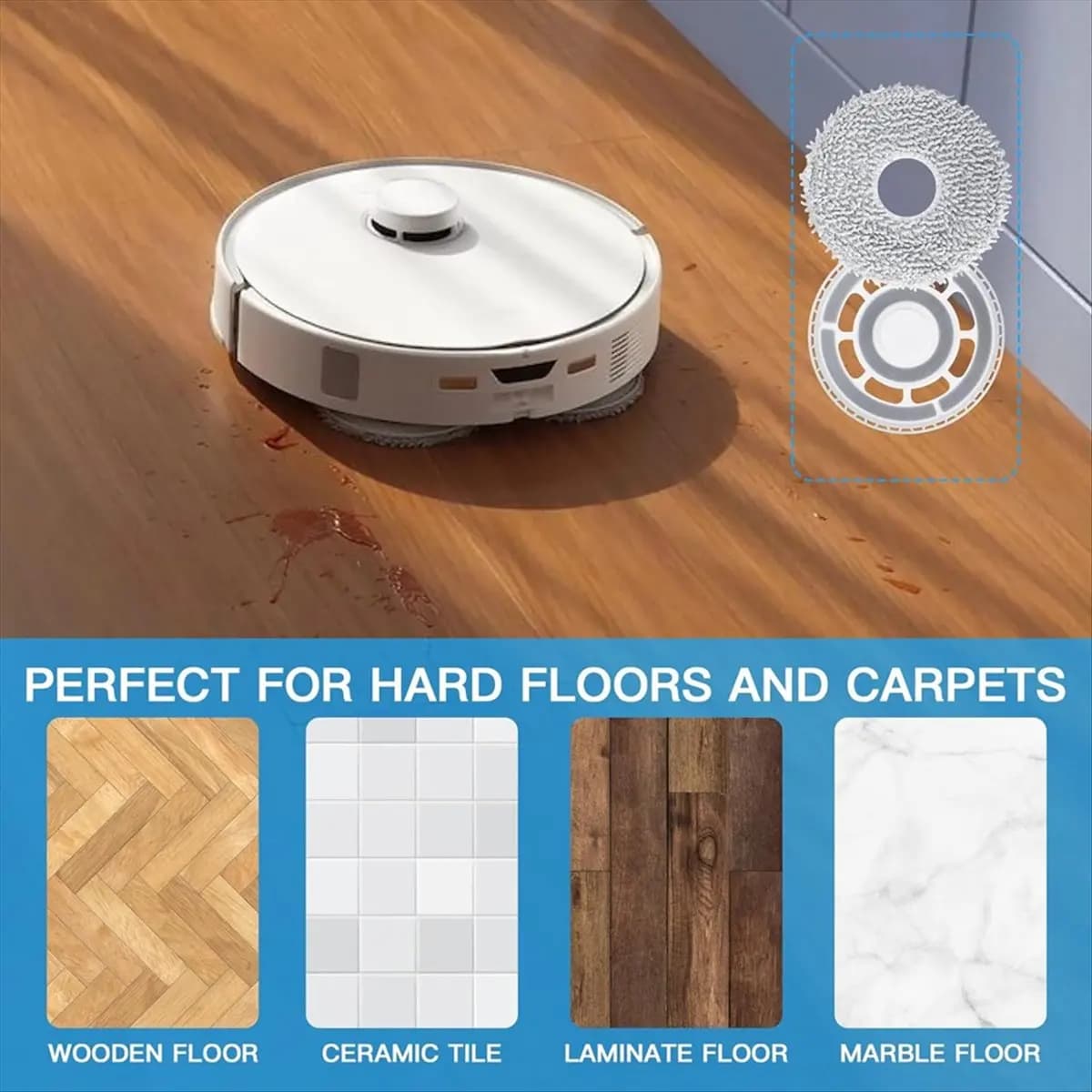 Panni per mocio con supporto di ricambio, per parti di ricambio per aspirapolvere robot Roborock QRevo Curv/QRevo Edge