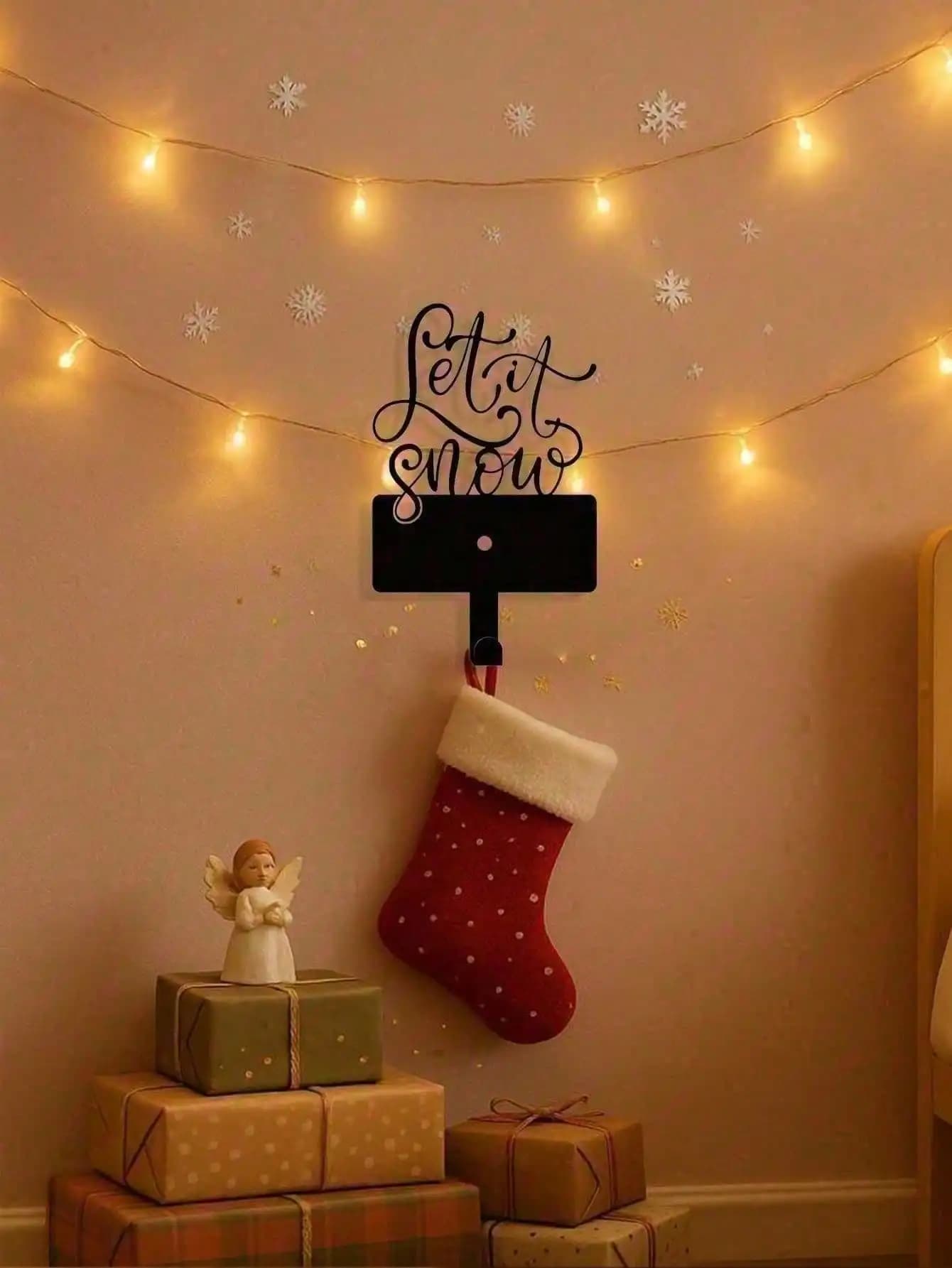 ArtLife Snowflake - Appendiabiti da parete rustico stile farmhouse con mensola, resistente, per ingresso e soggiorno