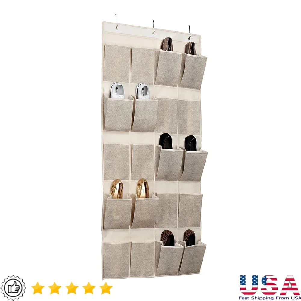 Organizzatore di scarpe da appendere con 20 tasche Soluzione di stoccaggio in tessuto non tessuto Porta armadio Scarpe Pantofole Cinture Accessori Design sottile
