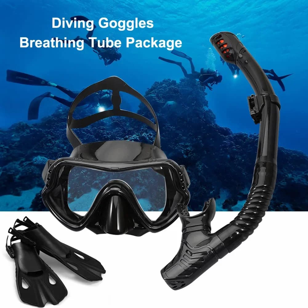 Attrezzatura per lo Snorkeling maschera panoramica per lo Snorkeling grandangolare maschera subacquea professionale e pinne per pinne da Snorkeling Flipper per lo Snorkeling