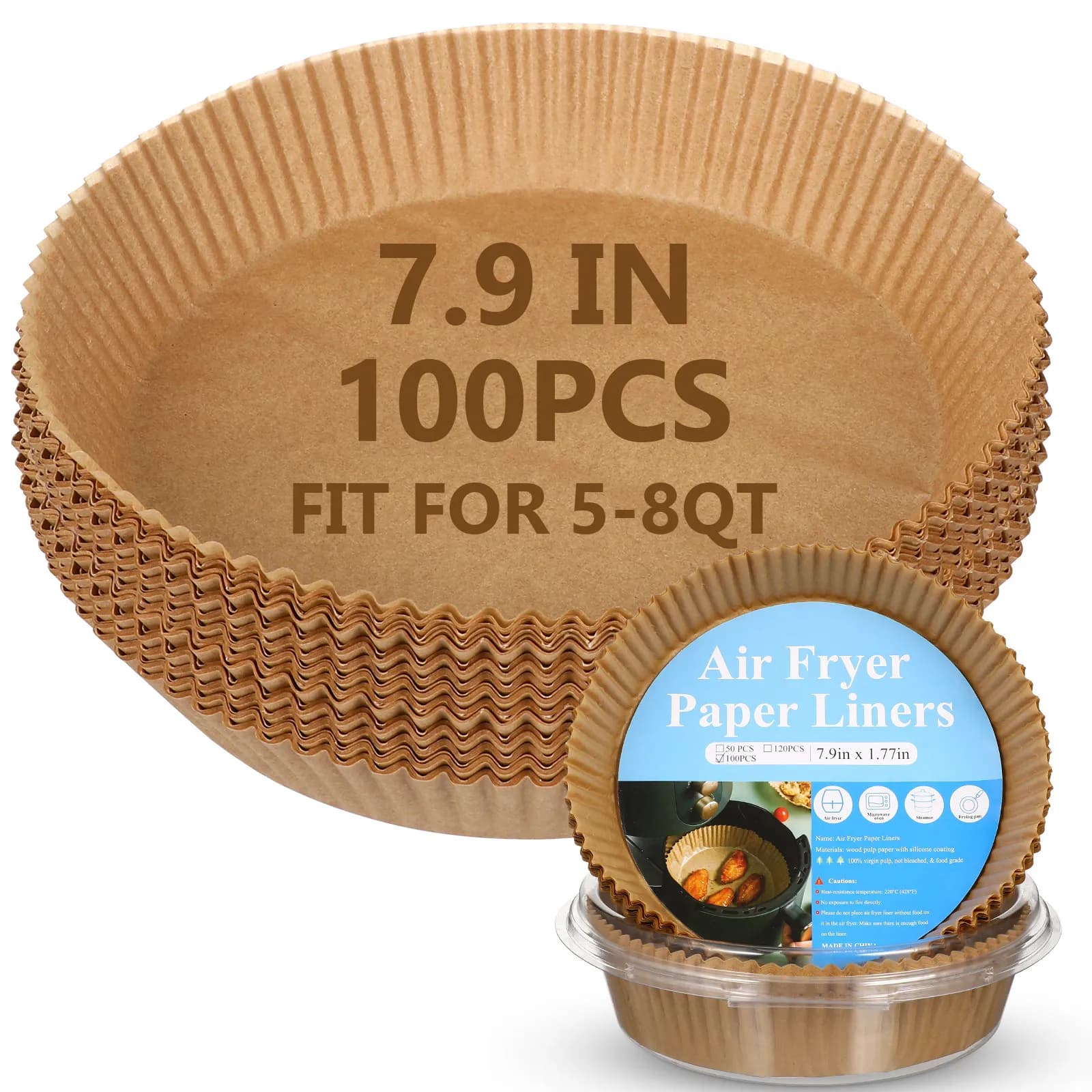 100 Pcs Air Fry Liners Fryer Oven Baking Paper Parchment Lines Essories Airfryer