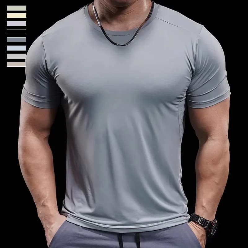 Estate nuovo basket da uomo in esecuzione allenamento sport palestra Fitness alta elastico ad asciugatura rapida Casual a maniche corte t-shirt top