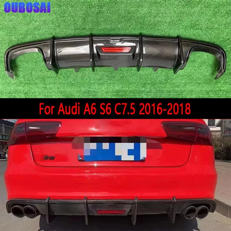For Audi A6 S6 C7.5 2016-2018 Carbon Fiber Car Rear Bumper Diffuser Rear Splitters Spoiler Back lip Auto Parts