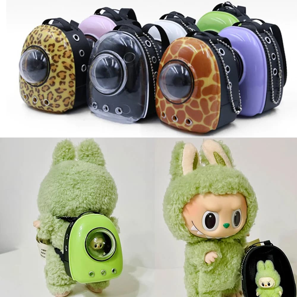Per abiti labubu da 17 cm Simulazione casa delle bambole Mini Pet Cat Spazio Zaino Scena Ornamento Accessori per bambole Giocattoli per bambole fai da te