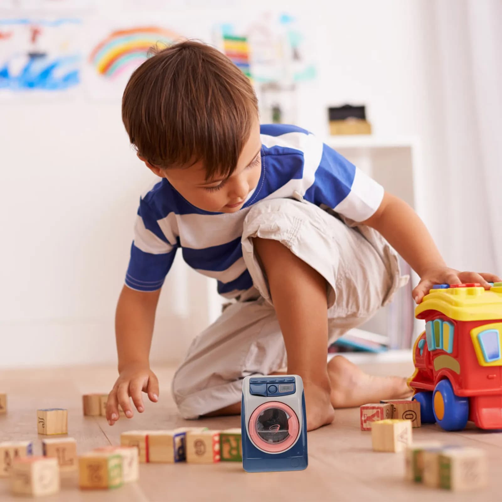 Mini Lavatrice Elettrica Giocattolo Educativo per Bambini, Simulazione di Elettrodomestico per Giochi di Ruolo
