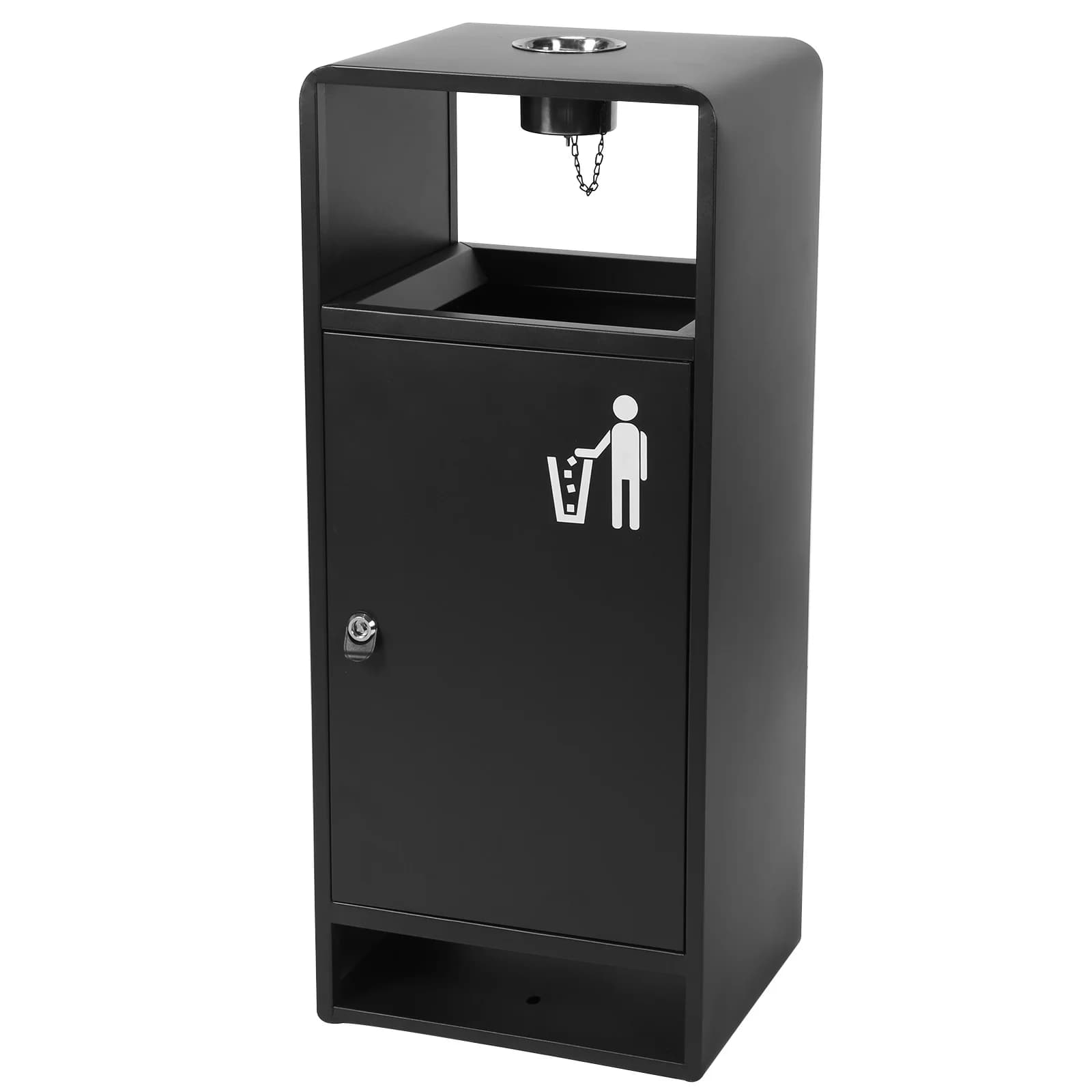 Bidone per Rifiuti in Acciaio Inox da 40L/10 Galloni, Contenitore Metallico Commerciale con Quattro Aperture Laterali per Riciclaggio, per Ingressi di Hotel, Parchi, Centri Commerciali
