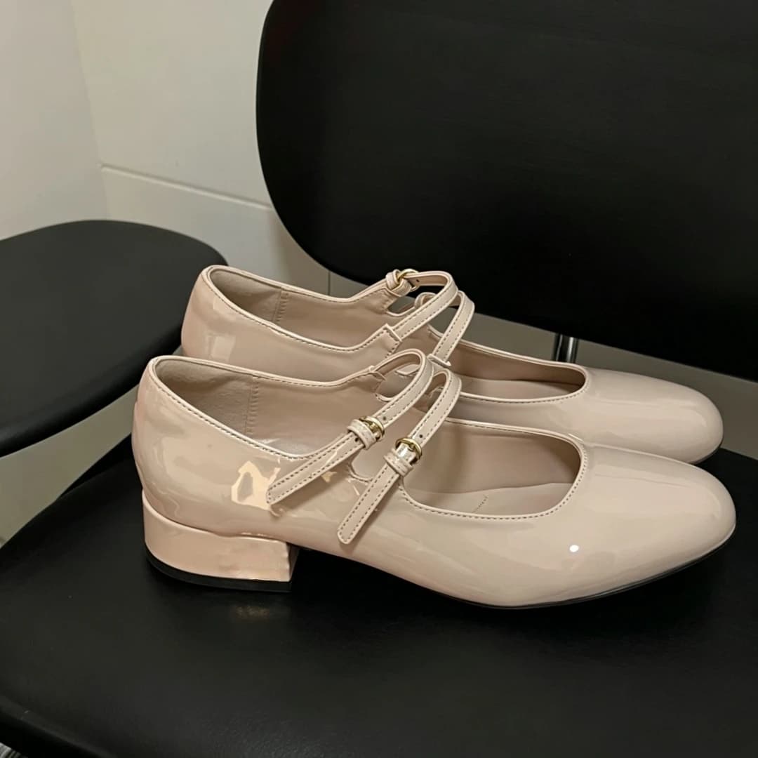 Handmade Patent Leather Casual Shoes Luxury Brand Women's Mary Jane Shoes Cowhide Upper Sole Sheepskin Lining Holiday Gifts