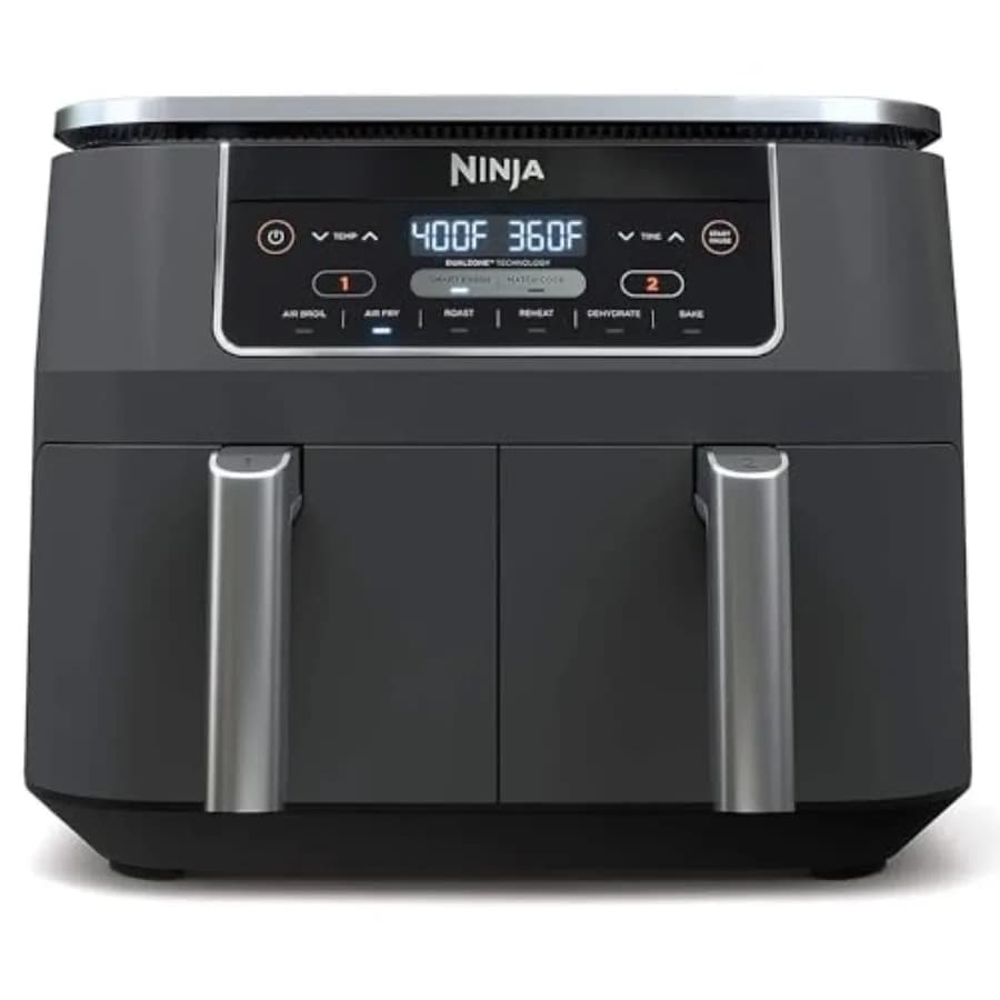 Friggitrice ad Aria DualZone 6-in-1 da 8 Litri con 2 Cestelli Indipendenti per Cucina Domestica, Funzioni Smart: Cuocere, Arrostire, Infornare, Riscaldare, Deumidificare