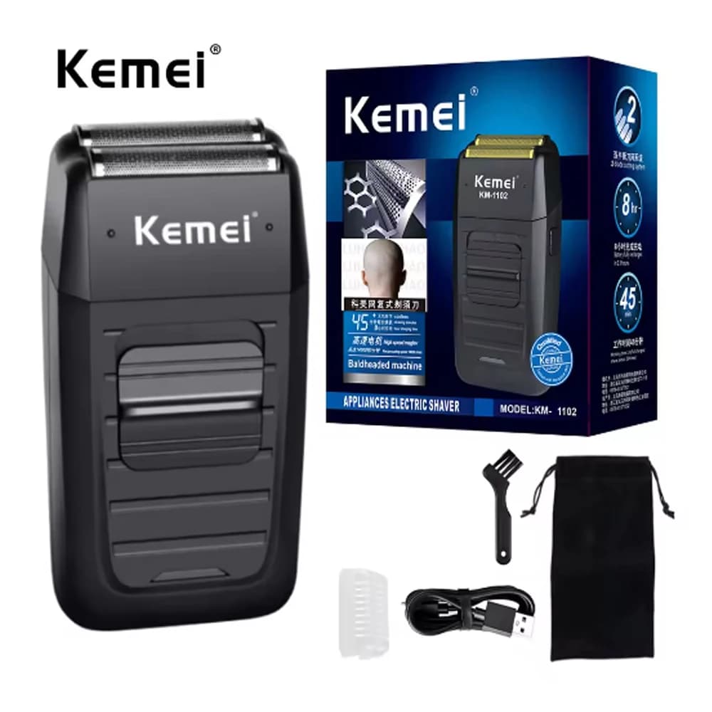 Kemei-1102 Rechargeable Battery Razor for Men Barba Razor Double Blade Face Care Multifunction Forte Kemei Trimmer