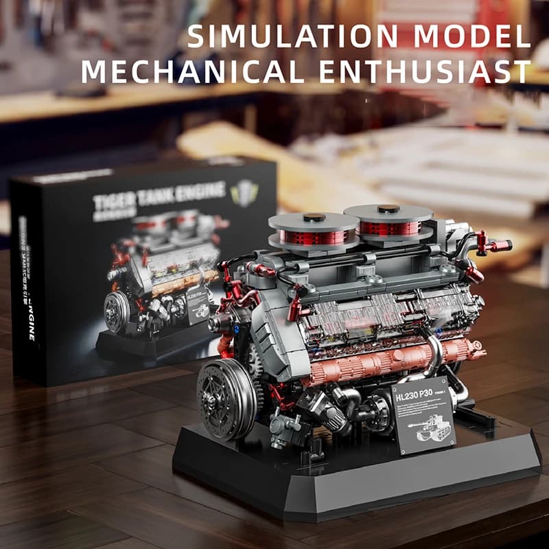 1236pcs Tiger Tank Engine Building Kit - DIY Simulation Model, Creative Desk Decor, Premium Gift for Adult Collectors