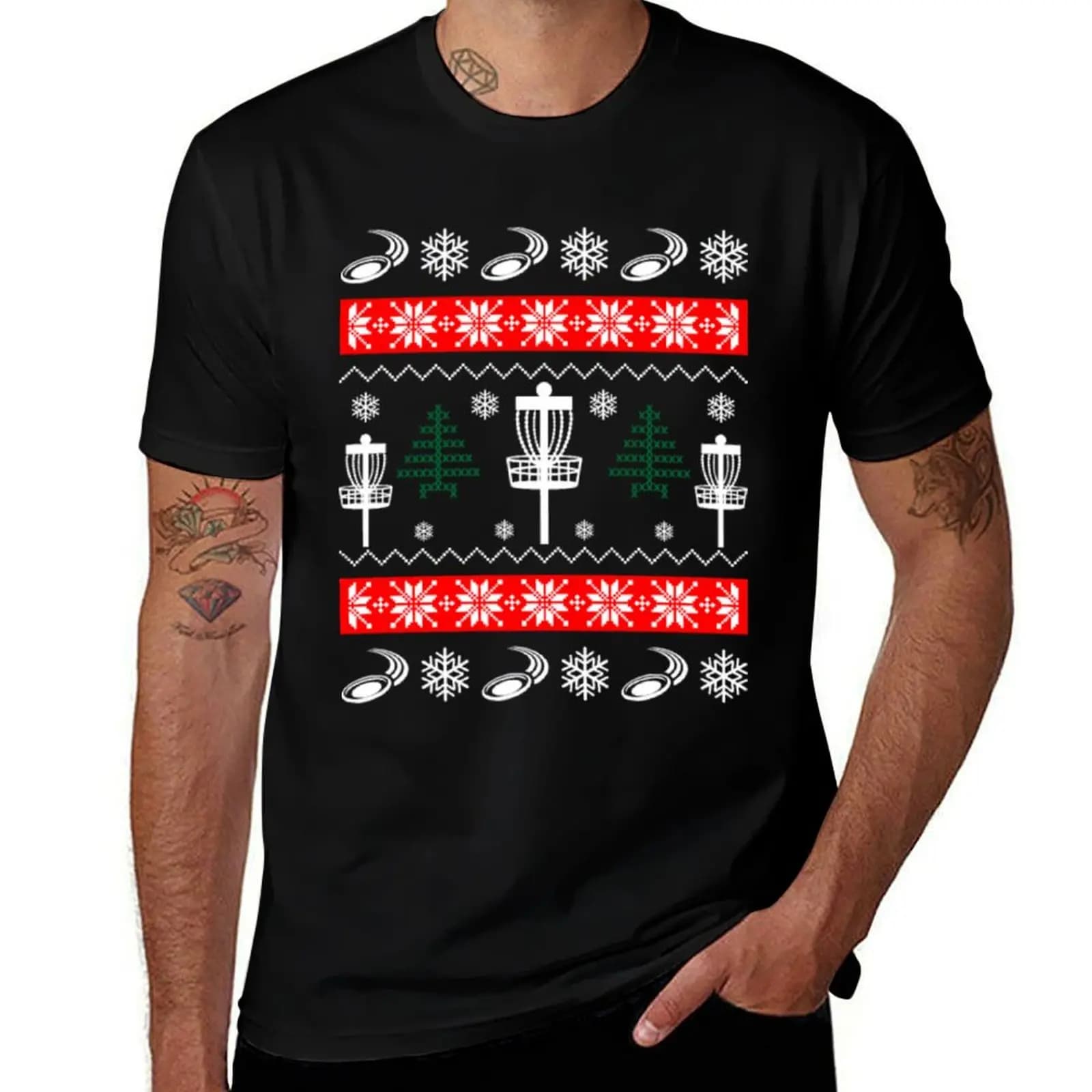 Maglietta divertente Merry Disc Golf Ugly Christmas Sweater, maglietta casual a lunga durata