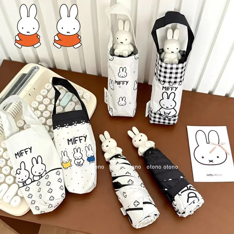 Cartoon Miffy Umbrella Ins Cute Doll Handle Sunny Umbrella Lightweight Mini Sunscreen Umbrella Holiday Surprise Gift
