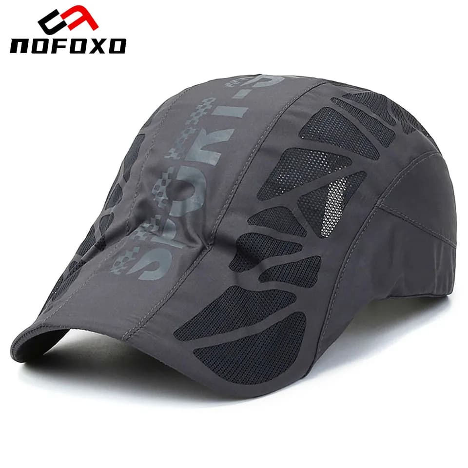 NOFOXO Sun Protection Sports Cap Mesh Breathable Sweat absorption Adjustable Visor Cap Outdoor Golf Hat Fashion Flat Cap