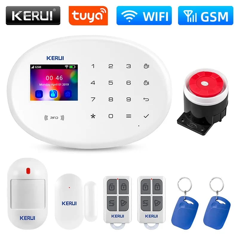 KERUI W202 Sistema di allarme domestico Sicurezza WIFI Tuya APP Allarme Smart Home Antifurto con telecamera IP WiFi Rilevatore di movimento Alexa Google