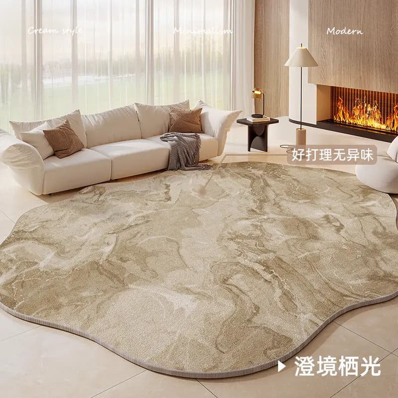 Minimalism Bedroom Decor Cream Carpet Light Luxury Carpets for Living Room Fluffy Soft Plush Floor Mat Home Thick Irregular Rug