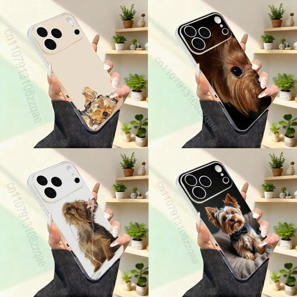 Cover per iPhone con design Yorkshire Terrier, compatibile con Magsafe Wireless, per modelli 11, 12, 13, 14, 15, 16, 17, Pro, Max, Plus, Mini, SE4, E