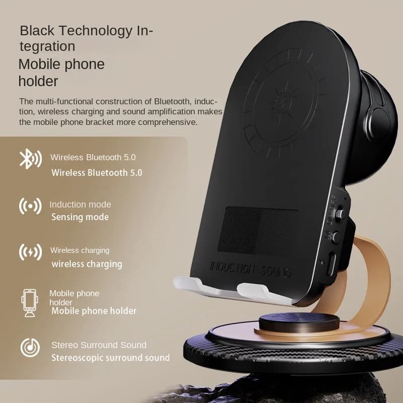 Nuovo altoparlante di ricarica wireless con supporto per telefono rotante multifunzione