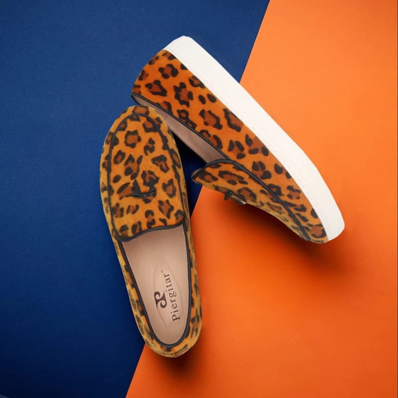 Piergitar 2025 Nuovo Leopardo Stampa Crine di Cavallo Stile Sportivo Da Uomo Scarpe Casual Fatte A Mano In Pelle Papillon Scarpe Da Ginnastica da Uomo Fondo Bianco