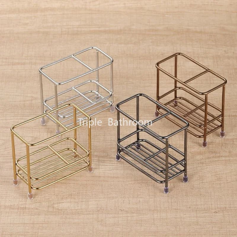 1pc Stainless Steel Storage Rack, Toothpaste and Toothbrush Holder, Kitchen Chopstick Holder, Living Room Metal Storage Rack