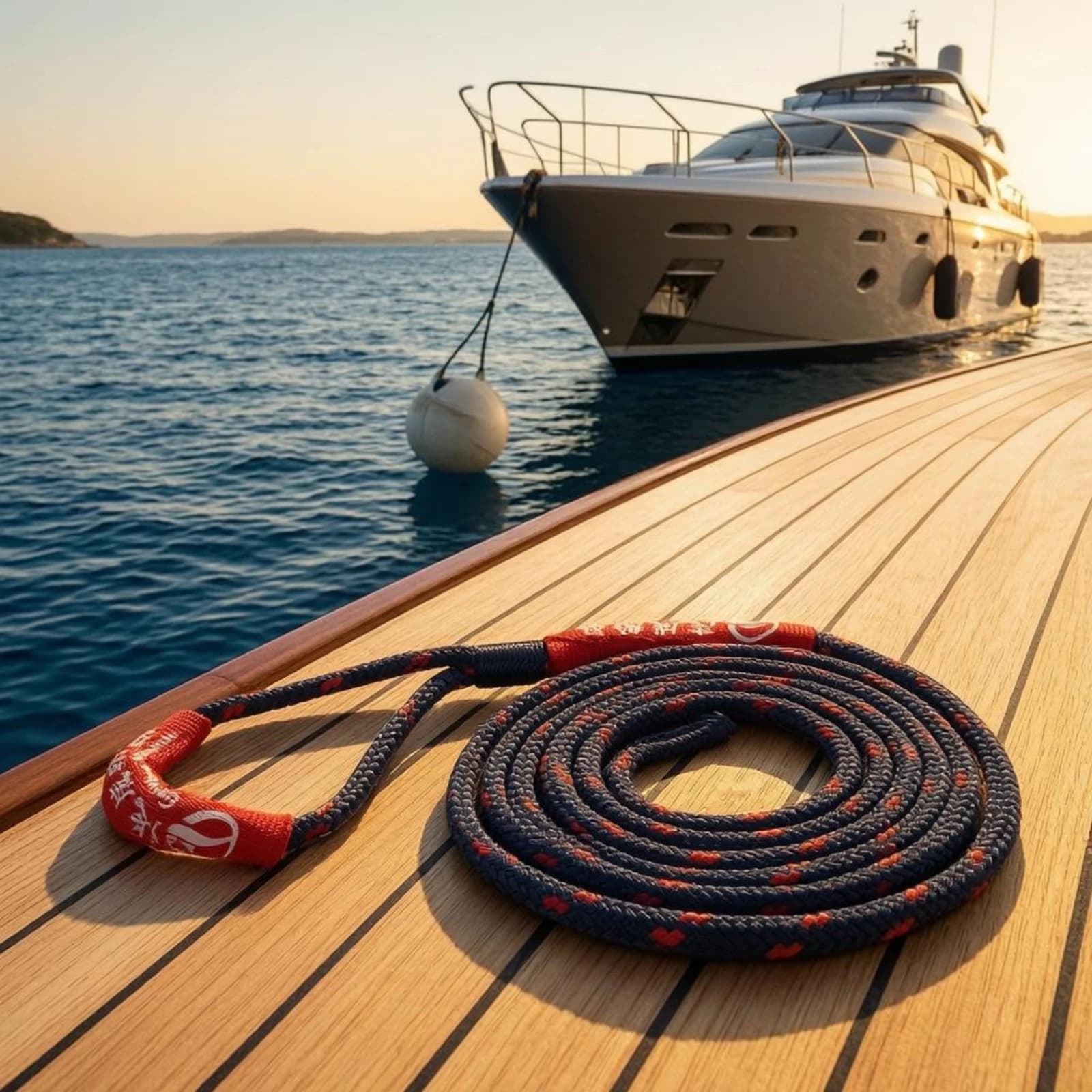 Double-Braided Nylon Rope Red Flecks Looped Rope Marine Gear Flexible for Boating