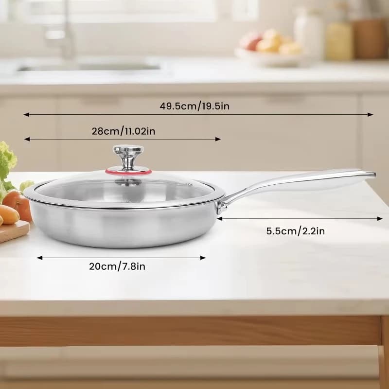 Titanium Hammered Non Stick Frying Pan With Lid Upgraded Version Scratchproof Uniform Heat Cooking Pan Stove Types Easy Clean