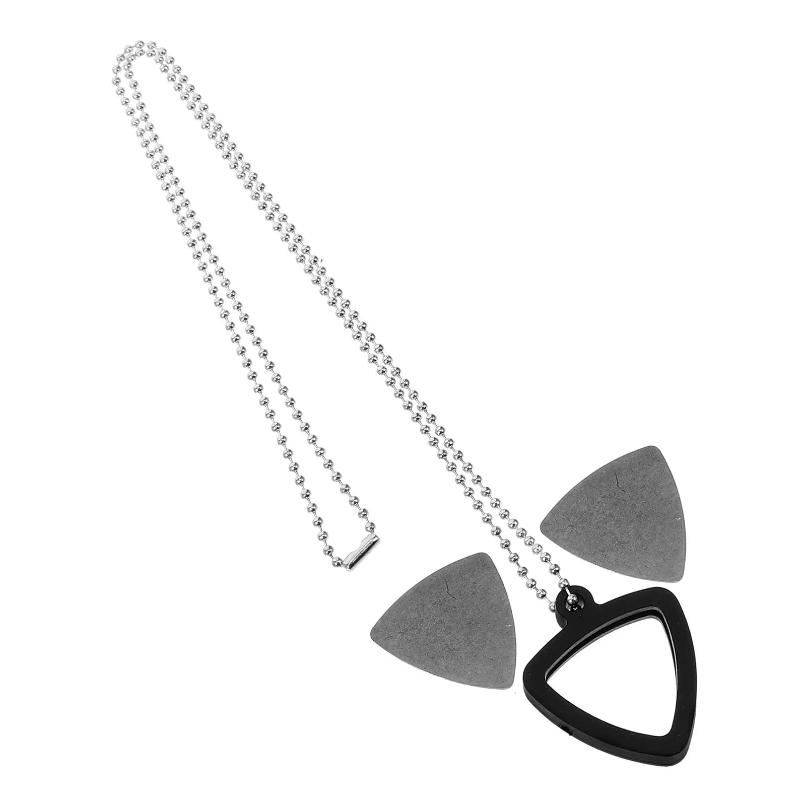 1Set Silicone Guitar Pick Storage Holder Necklace with Stainless Steel Picks for Guitar Bass Ukulele Portable Organized Carry