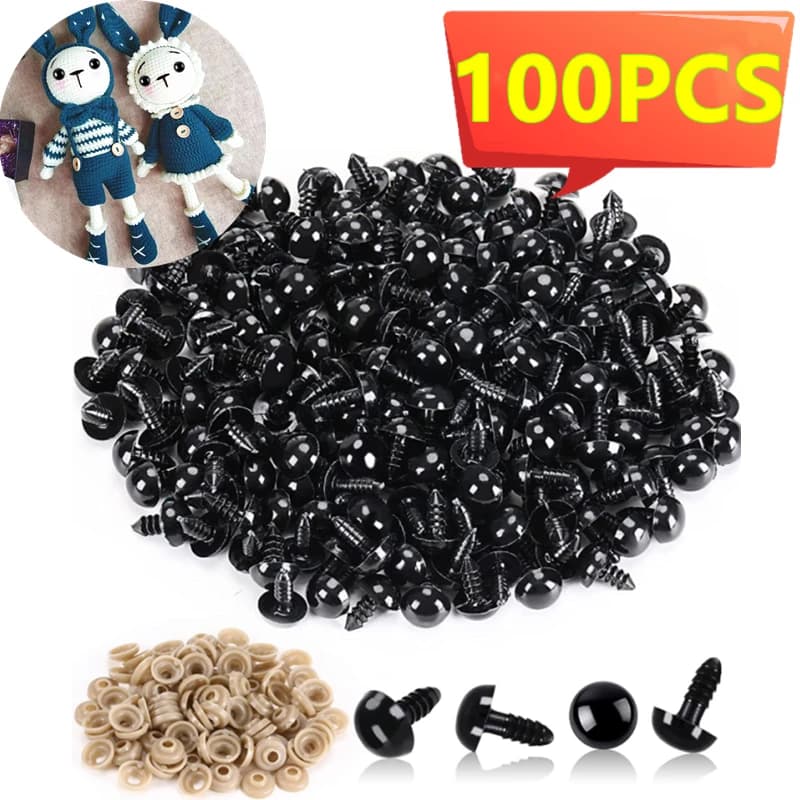 100/50PCS 5-20 millimetri di Plastica Nera Occhi di Sicurezza Per I Giocattoli Amigurumi Kit Fai Da Te Artigianato TeddyBear Giocattolo Occhio Per La Decorazione Della Bambola accessori