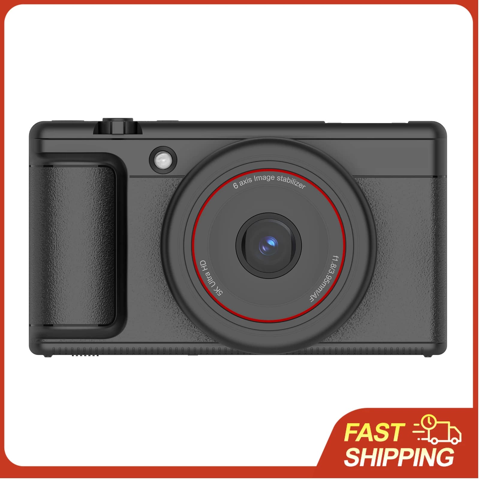 Videocamera Sportiva 5K con Schermo da 2,8'', Zoom 16x e Stabilizzazione a 6 Assi, Batteria da 800mAh per Vlog e Action Cam