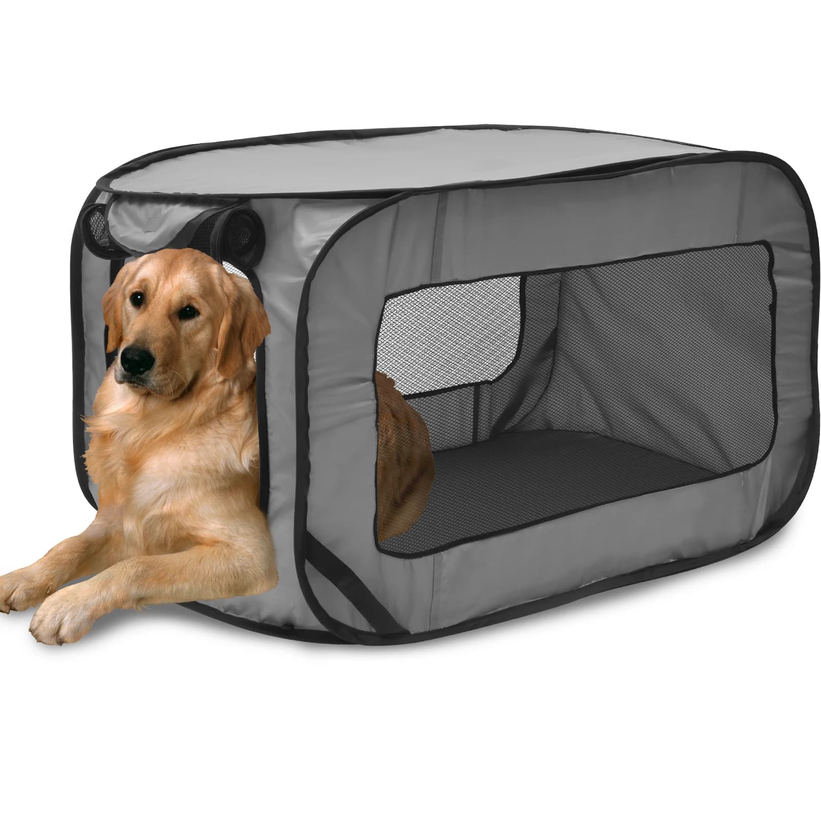 Cassetta da viaggio pieghevole per cani Cassetta porta cuccioli pop-up con porta in rete con cerniera per tenda da trasportino per animali domestici per rete per cani e gatti per interni ed esterni