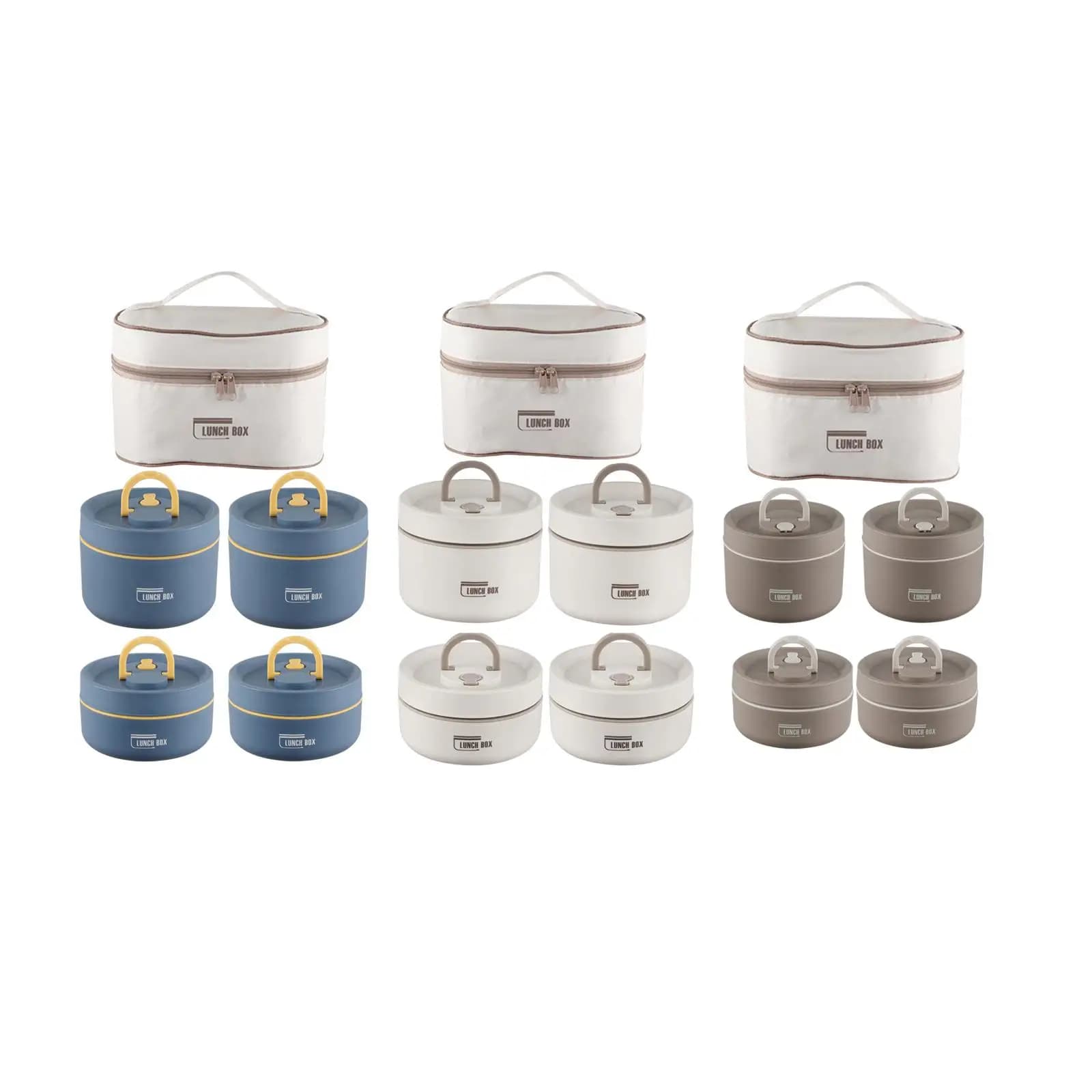 Set di scatole per il pranzo isolate da 4 pezzi Bento Box rotondo per picnic in campeggio in ufficio