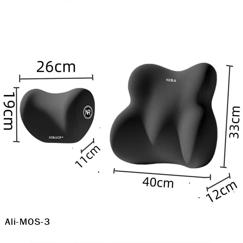 【S】Set di supporto lombare per auto, poggiatesta e cuscino lombare, cuscino per sedile, schienale, cuscino per il collo, per ufficio