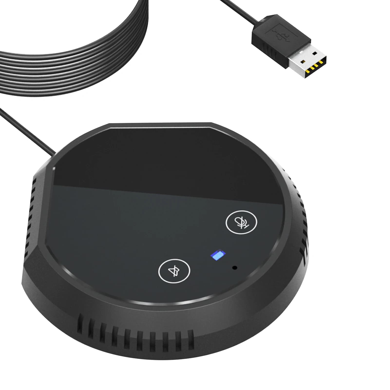 Microfono per Conferenze USB da Scrivania con Altoparlante a 360° ° Microfono a condensatore omnidirezionale plug & play per PC con supporto per altoparlante