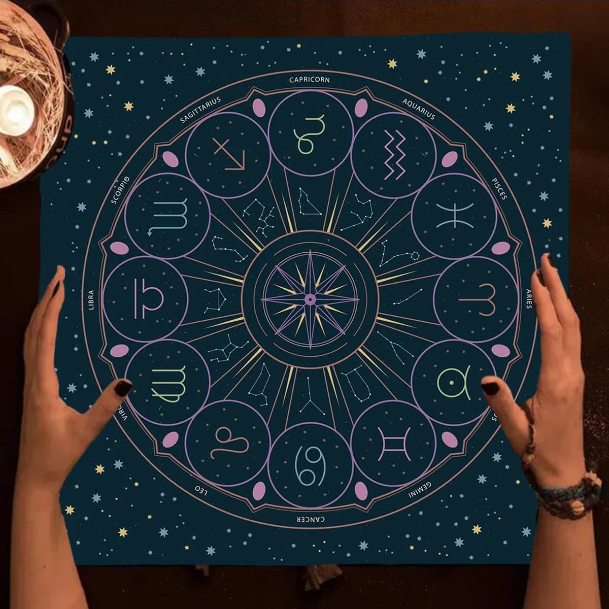 Tovaglia per tarocchi Tovaglia per altare Wicca per tovaglia per tarocchi 12 costellazioni Divinazione Tappetino per tarocchi Strega Decorazioni per la casa Tappetino per carte