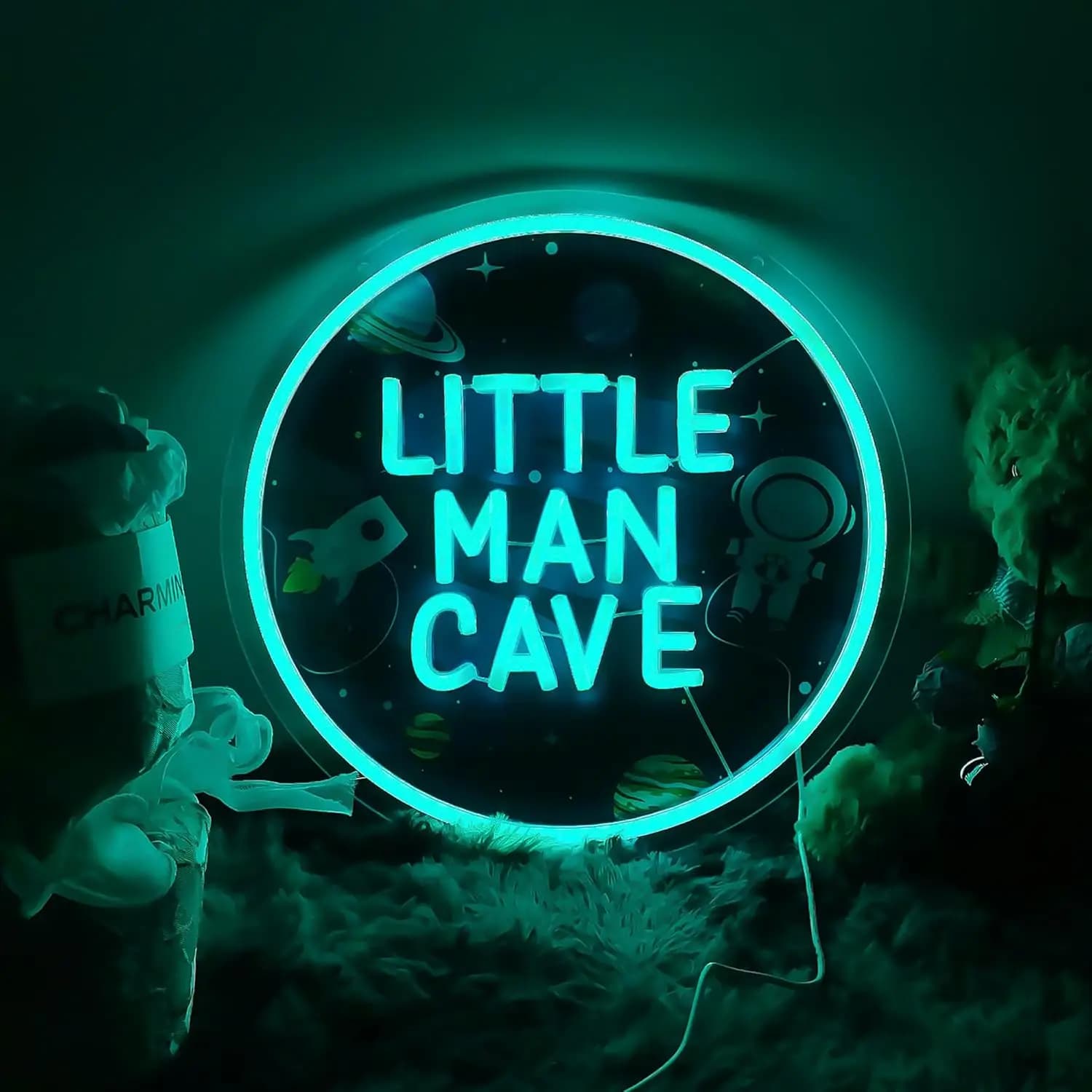 Insegna al neon per astronauta spaziale USB Little Man Cave Luce al neon dimmerabile per la camera dei bambini Camera da letto del ragazzo Bambini Ragazzi Sala giochi Soggiorno Decor