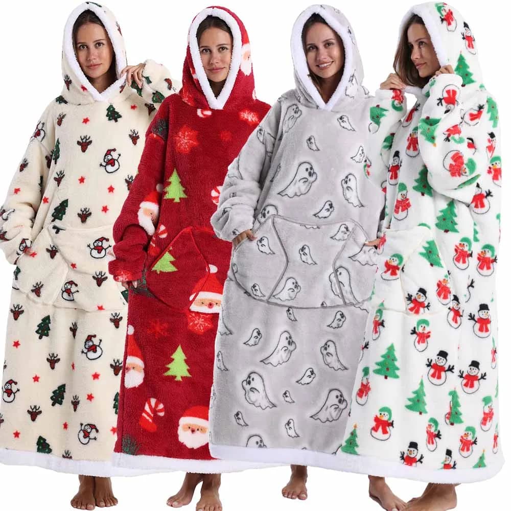 Men's Bathrobe Hooded Autumn Winter Man Nightwear Red Pink White Towel Vestaglie Women's Dresses Nightwear Christmas Eve Shirts