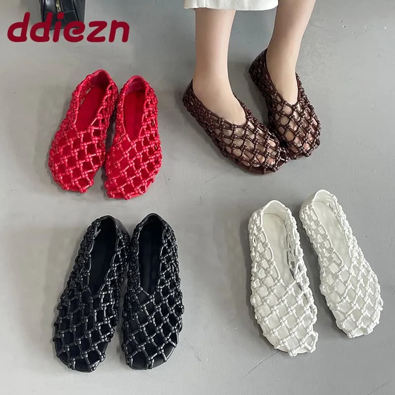 Big Size 43 Women's Flat Sandals Breathable Fashionable Empty Slip On Shoes Footwear Women's Low Sandals Shoes