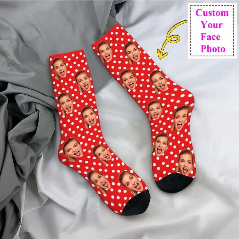 Personalized socks with custom polka dots with funny print for men Woman Stretch socks for summer autumn winter