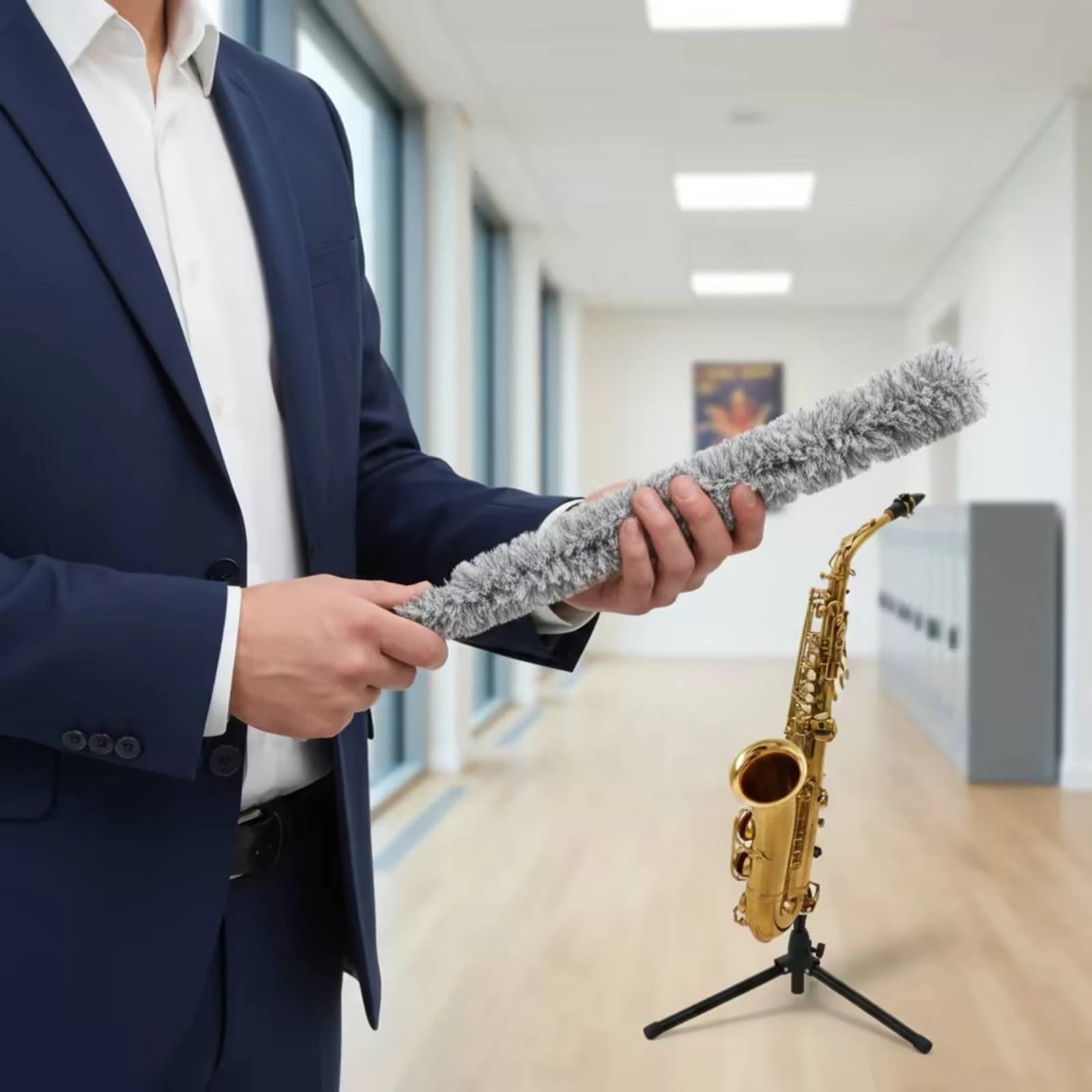 Saxophone Cleaning Brush Moisture-Absorbing Tenor Sax Brush Saxophone Cleaning Swab Absorbent Long for Saxophonists