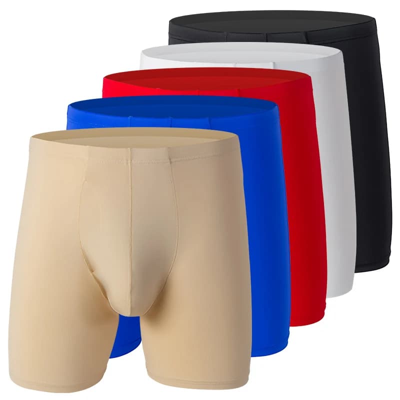 Intimo da uomo Boxer Pantaloncini Hombre Solid Ice Silk Panites Uomo Custodia traspirante Gamba media lunga Mutanda Cueca Calzoncillo