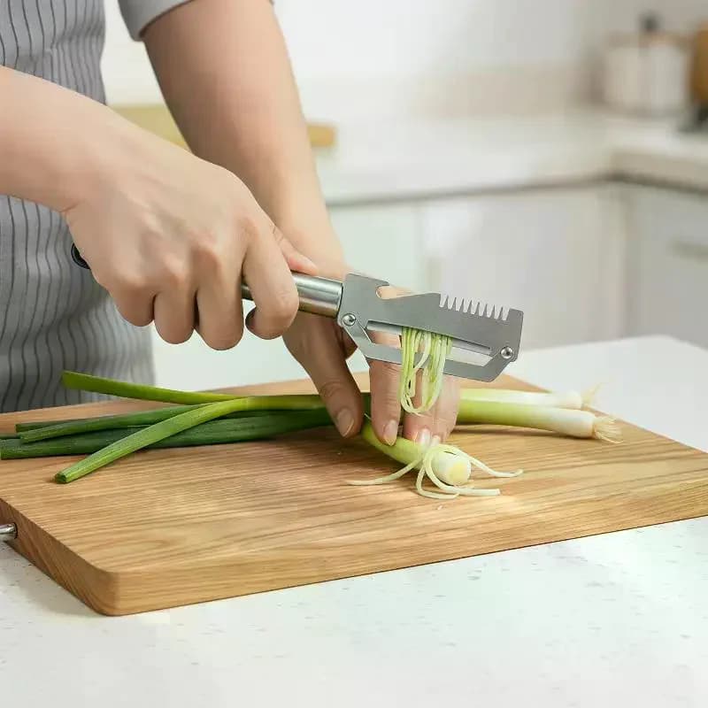 1PC Stainless Steel Scallion Knife Multi Functional Handle Peeling Tool Sharp Vegetable Peeler for Kitchen Home Food Preparation