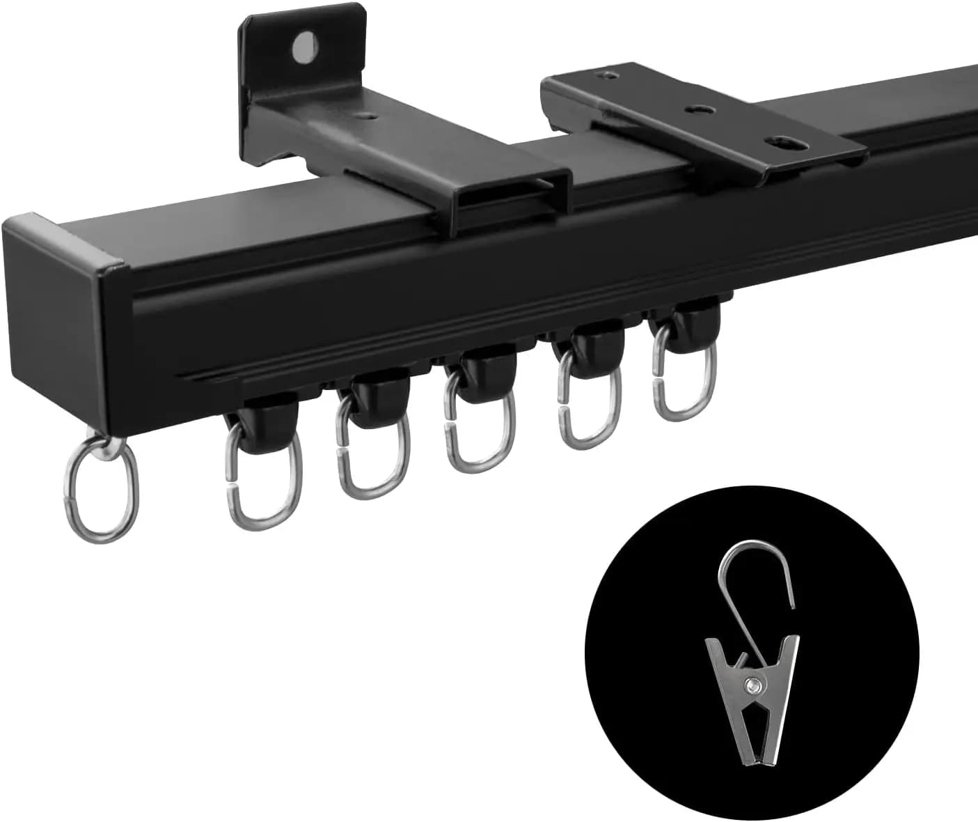 Binario per Tende a Soffitto, Binario Divisorio a Parete per Soggiorno, Camera da Letto, Patio, Porta Scorrevole, Nero 3,6m