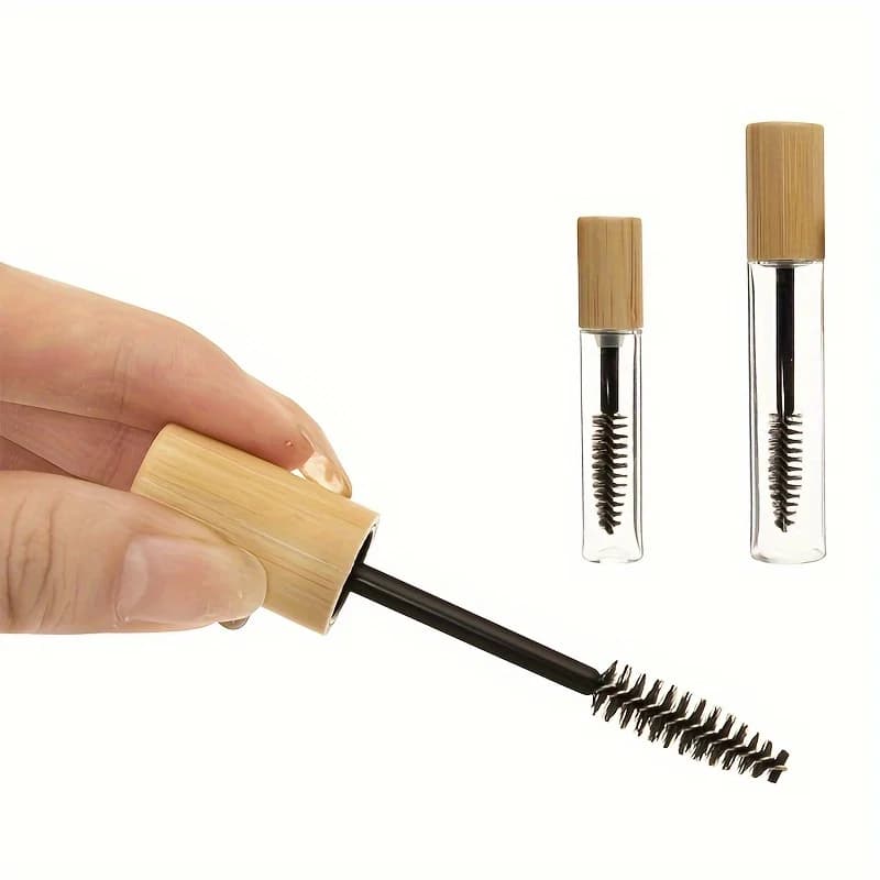 Oval mascara tile with 1 piece nylon bristles with ABS plastic handle, unscented light effect makeup tool, portable travel eyelash brush