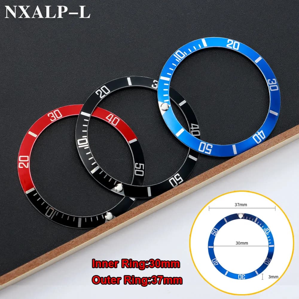 37mm * 30mm Aluminum Alloy Watch Bezel Insert Ring Brush for Rolex Water Ghost GMT Diving Men's Watch Part Accessories
