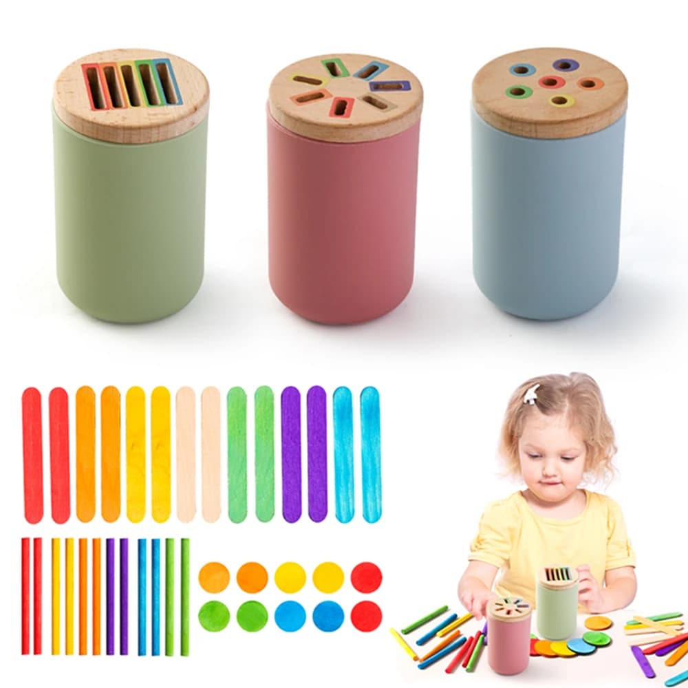 Conteggio di giocattoli Montessori Bastone di legno Giochi di abbinamento Tazza di smistamento dei colori Giocattoli educativi per l'apprendimento prescolare per bambini Ragazze Ragazzi