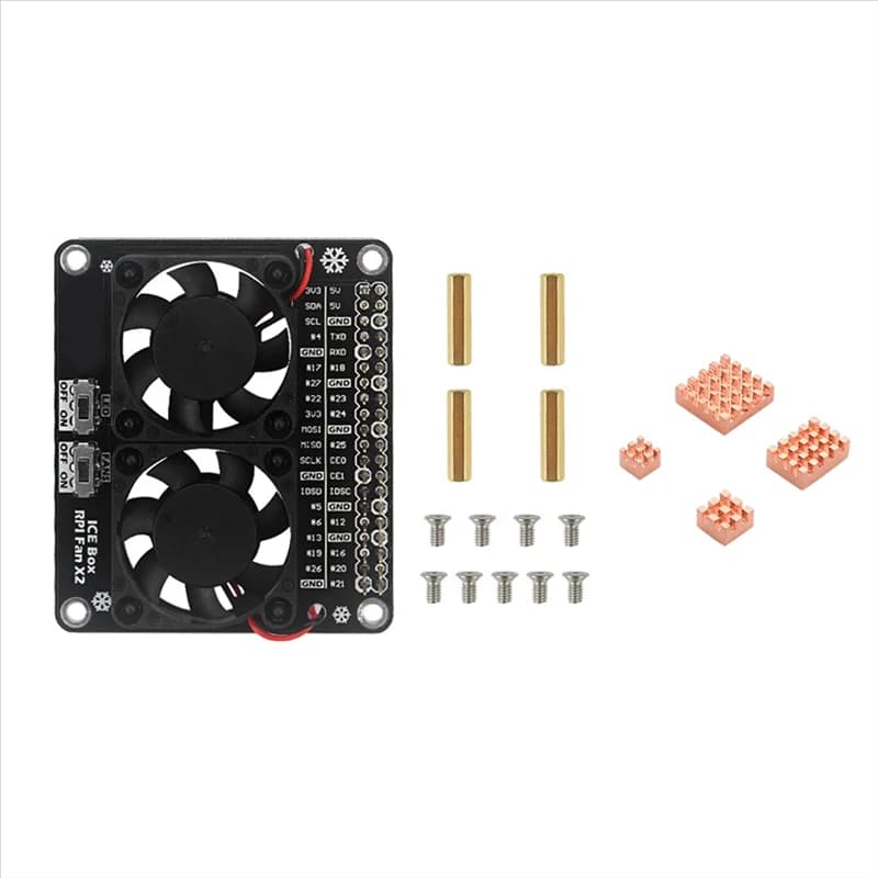 Scheda di estensione GPIO con doppia ventola di raffreddamento superiore per Raspberry Pi 4 modello B, adatta anche per Raspberry Pi 4B, 3B+