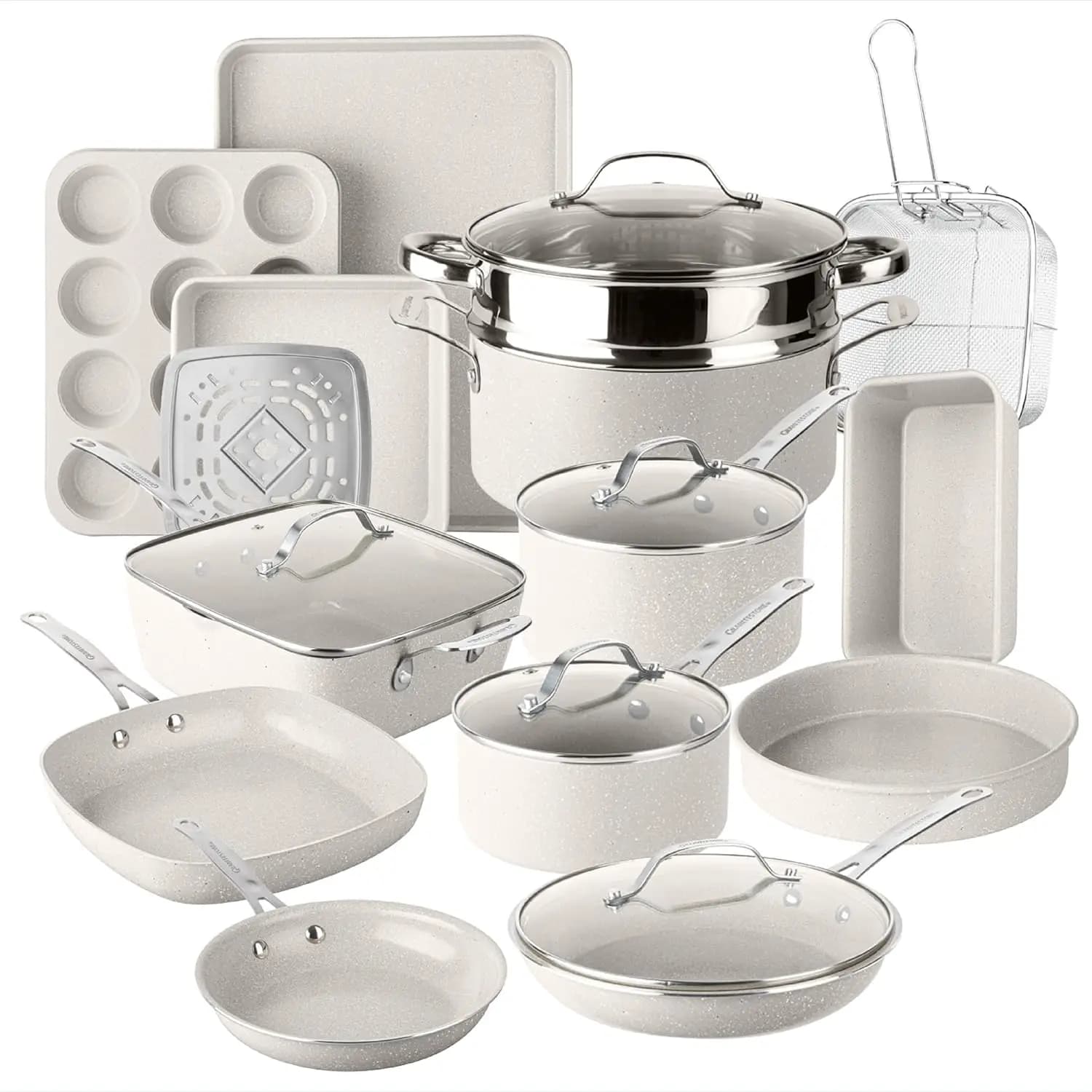 Set of Ceramics Ceraluxe 20 Anti-Fabric Pieces, Complete Set of Pots and Anti-Agents with Oven Set 5 Pieces, Deep Cooking Pot