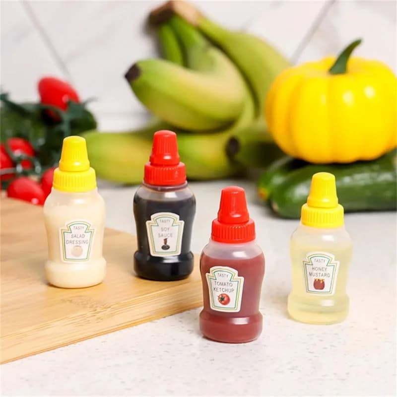 5 set di mini bottiglie per condimenti (4 pezzi/set) - Contenitori portatili per spezie, barattoli per condimenti, dispenser per barbecue e ufficio, per miele e salse