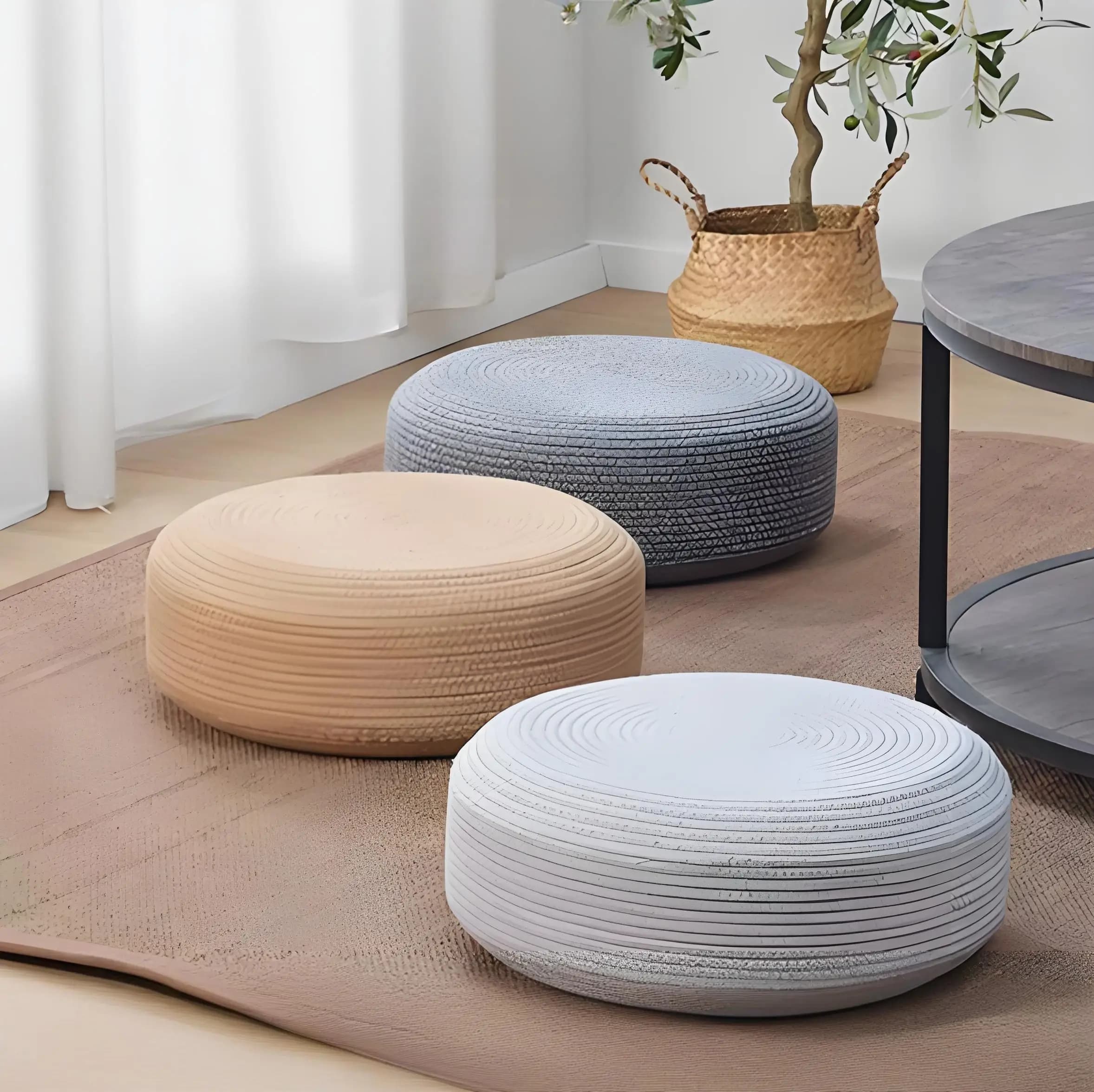 10cm Thick 50cm Dia Braided Cotton Rope Floor Pouf - Meditation Cushion for Bay Window/Balcony/Tatami/Bedroom Home Adults